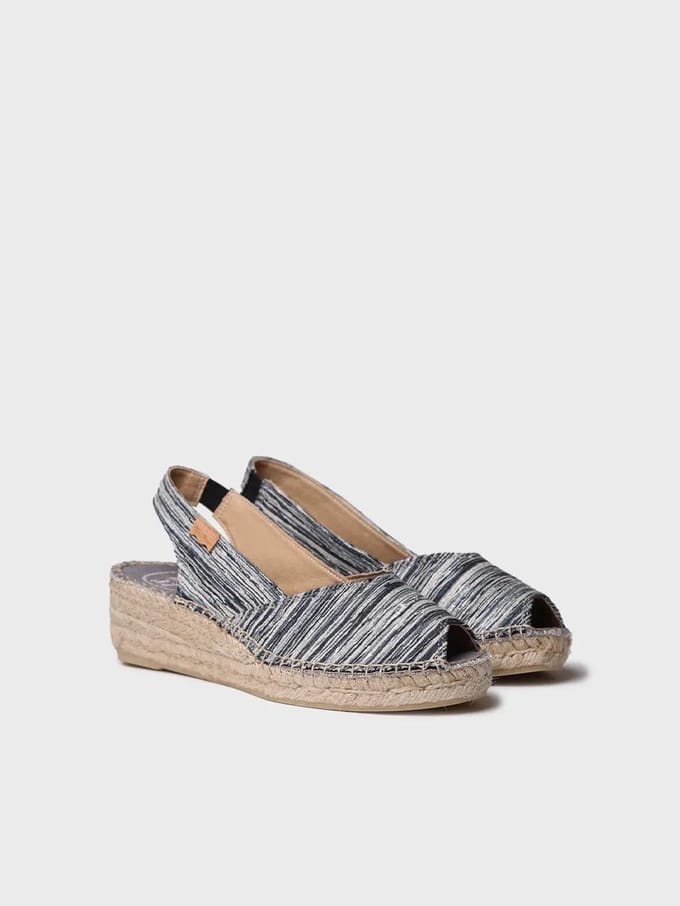 Espadrilles met open neus, sleehak en gestreepte stof voor dames | BERI-RG