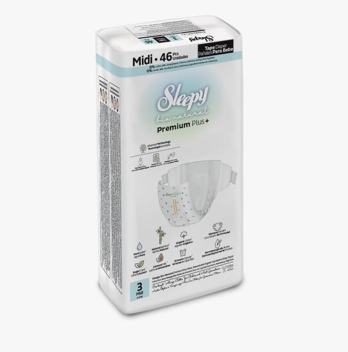 Sleepy Bio Natural Premium Plus Baby Luiers - 3 (4-10 Kg) - 46 Luiers