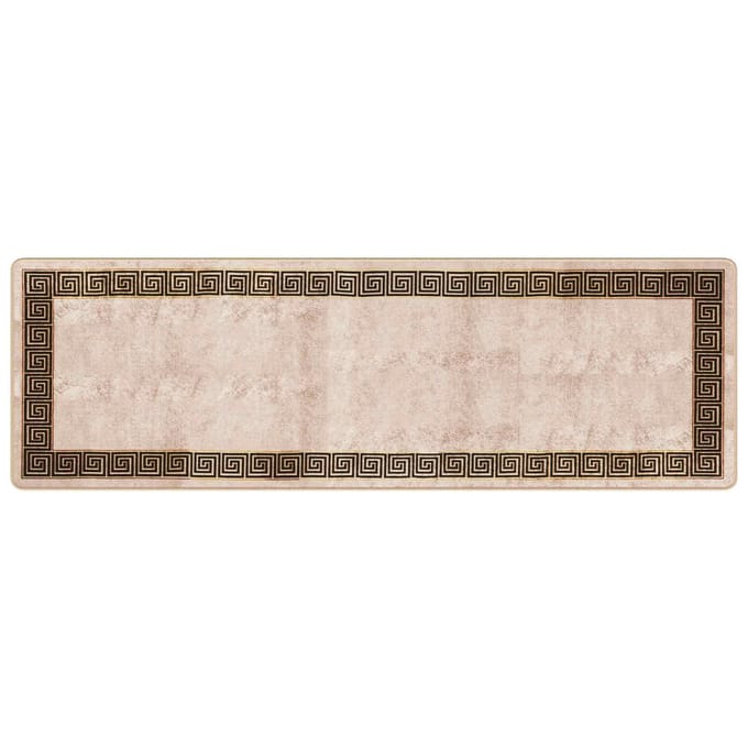 vidaXL - Tapijt - Runner - MARSA - Beige - en - Zwart - 80 - x - 250 - cm - Polyester - en - PVC