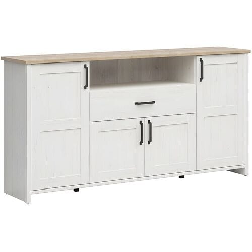 Brw Aksel Wit en Hout 4-deurs dressoir met 1 lade
