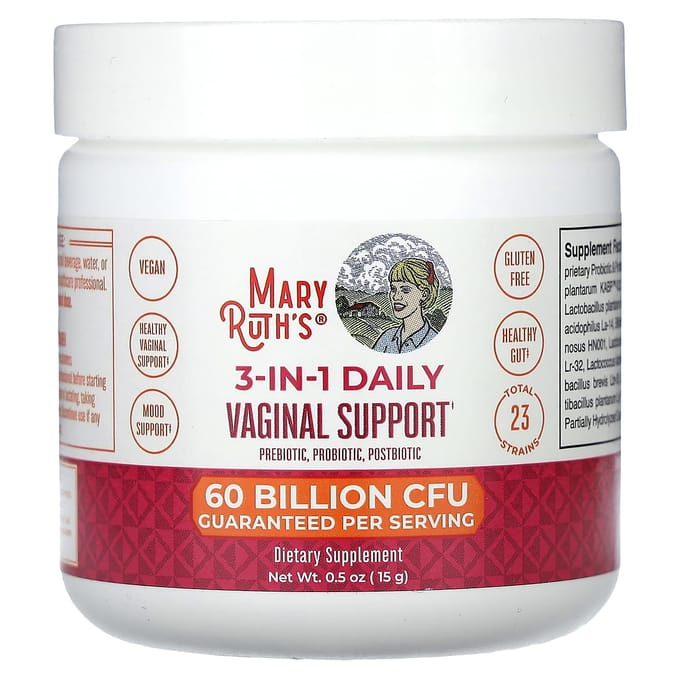MaryRuth's, 3-in-1 Dagelijks Vaginal Supplement, Ongezoet, 60 Miljard KVE, 0,5 oz (15 g)