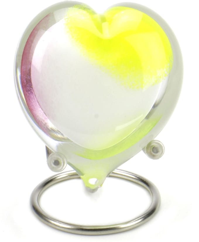 Urnencenter© Mini Knuffel Urn Hart - Pastel - Urn Glas