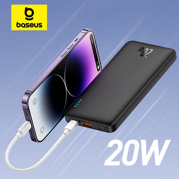 Baseus Airpow - Powerbank - 20W - 20000mAh - USB-A & USB-C Kabel
