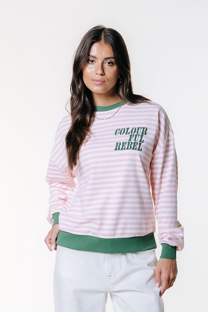 Colourful Rebel Contrast Cuff Sweat- M