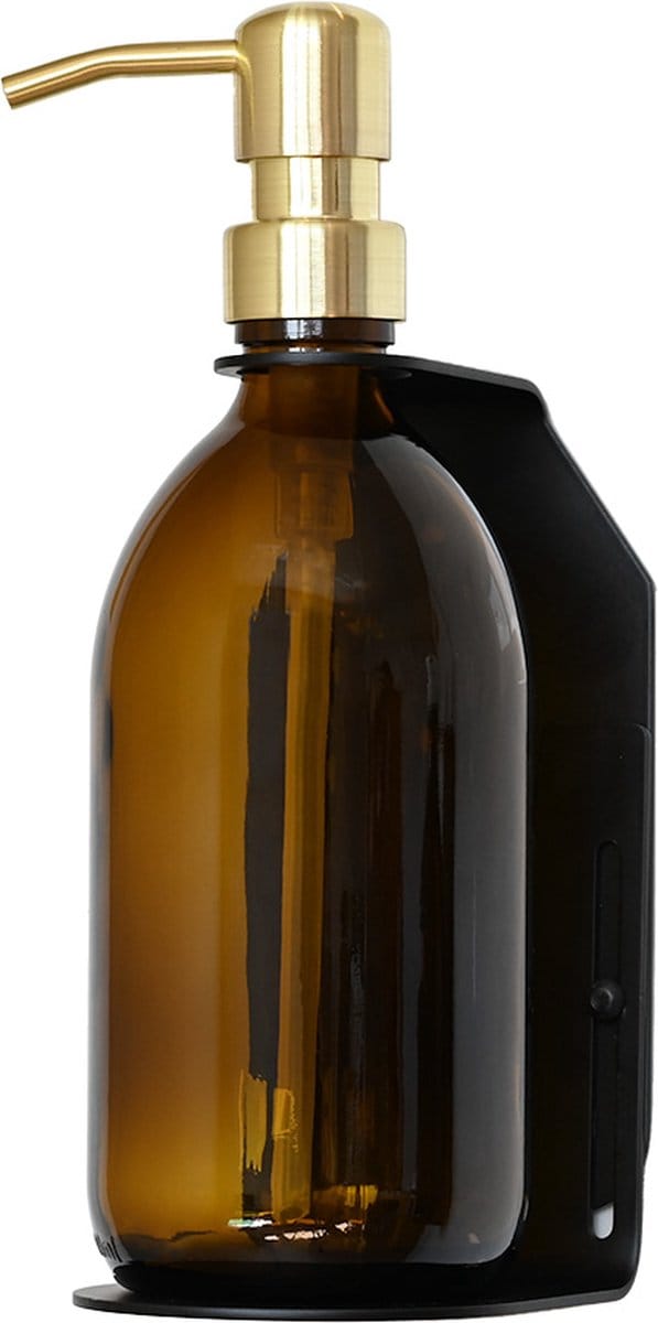 Groeikruid® Zeeppomphouder Zwart RVS inclusief Zeepdispenser | Single | 300 ml goud