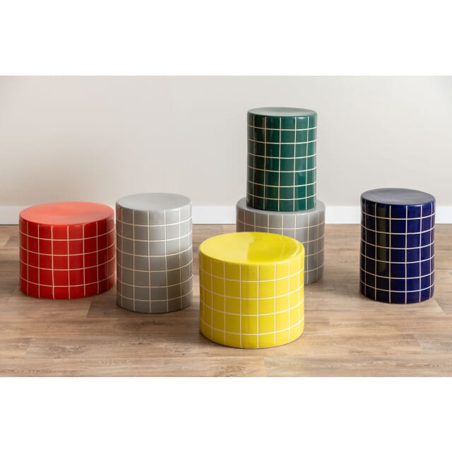 Leitmotiv bijzettafel retro tiles low - 42x42x34 cm