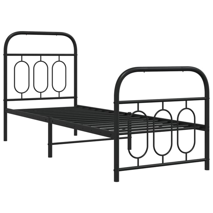 vidaXL - Bedframe - met - hoofd- - en - voeteneinde - metaal - zwart - 75x190 - cm
