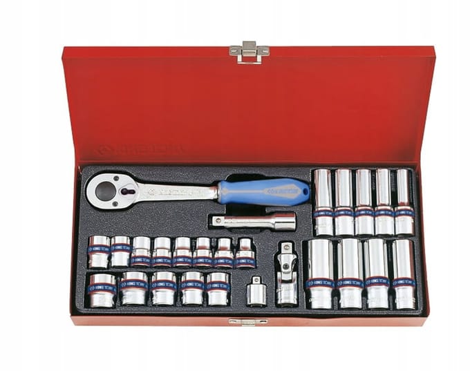 King Tony 3/8" Doppellange Dopset met Ratel 27 Delen