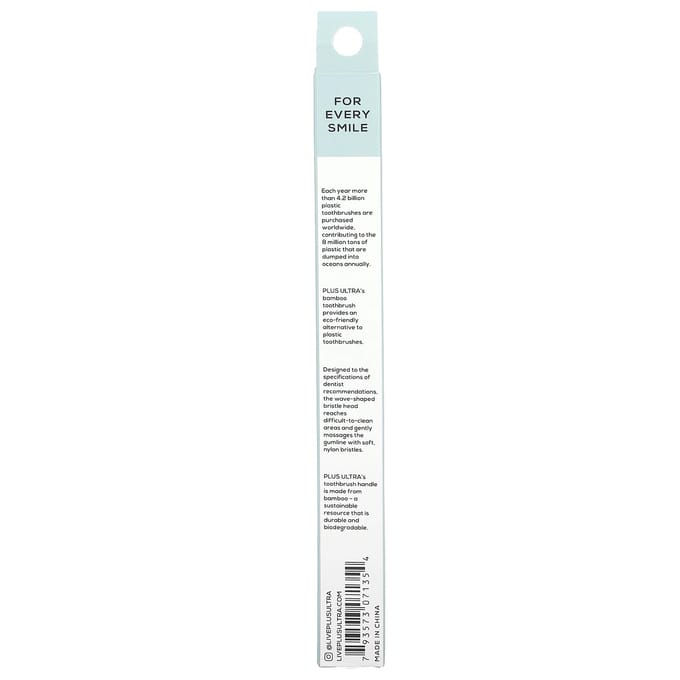Plus Ultra, brosse à dents en bambou, hello handsome, adulte, souple, 1 brosse à dents white