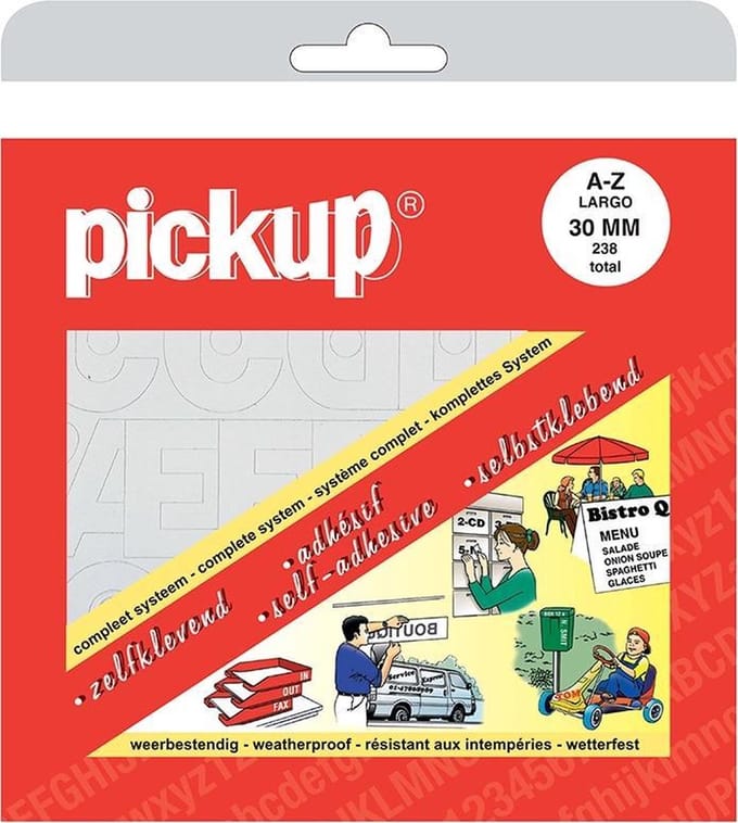Pickup plakletters boekje Largo wit - 30 mm