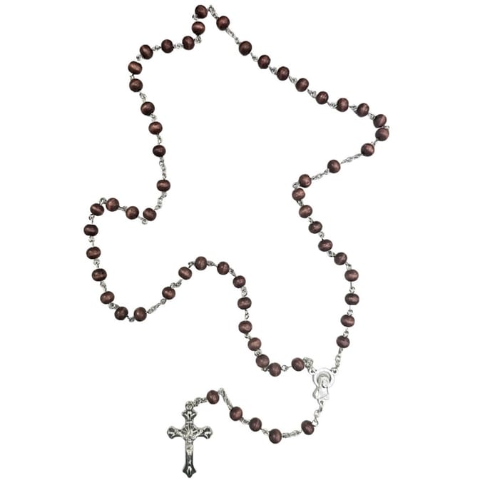 Fako Bijoux® - Rozenkrans Ketting - Sandelhout - Roodbruin