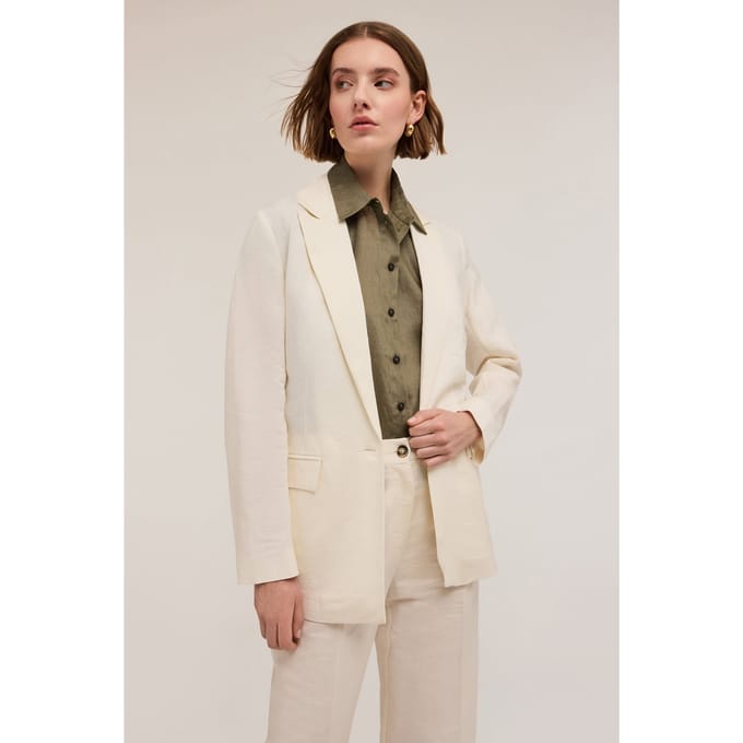 Motivi Single-breasted Blazer With Martingale White Taglia: 40 | Blazers Outlet | Donna | Bianco