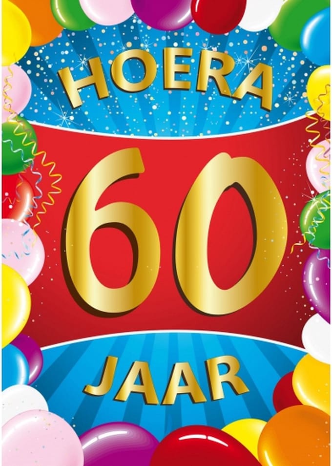 Bellatio Decorations Verjaardag deurposter - 2x - 60 jaar - multi - 59 x 84 cm - feestartikelen