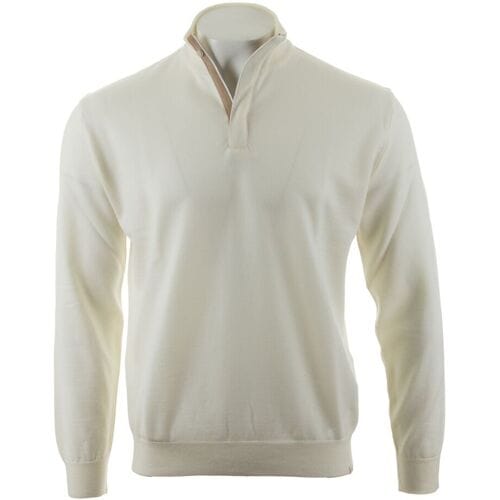Paul & Shark Trui Summer Wool Half Zip Alcantara Details Snow White / male