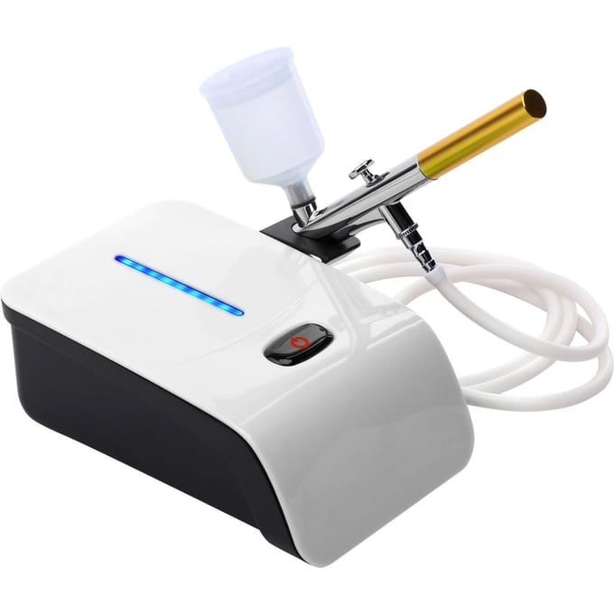 Kit d'aérographe multifonctionnel avec compresseur, ensemble d'aérographe portatif, double Action, 5 niveaux réglables US Plug blanc