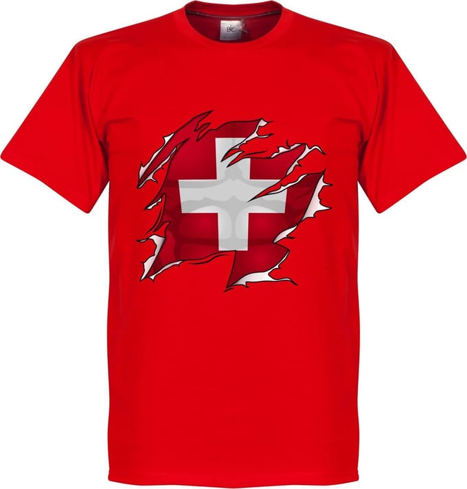 Zwitserland Ripped Flag T-Shirt - Rood - M