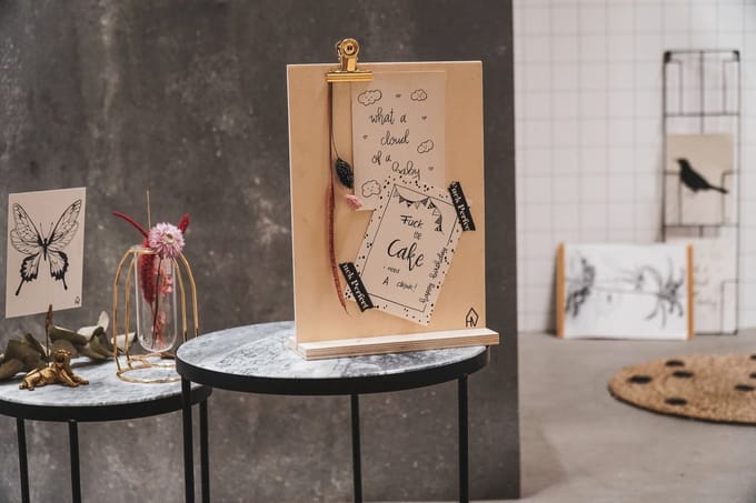 Houten Memobord met gouden klem L