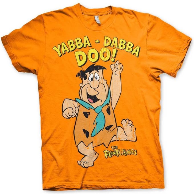 The Flintstones Heren Tshirt -M- Yabba-Dabba-Doo Oranje