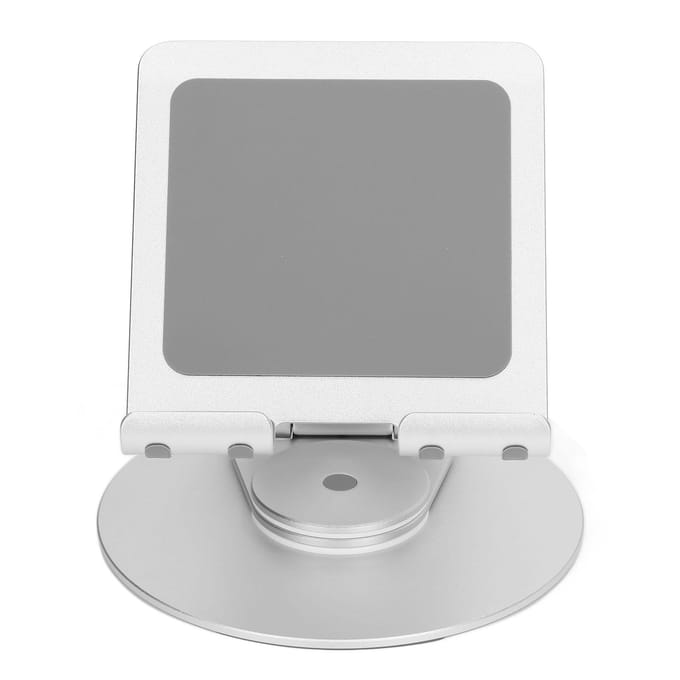 Support de téléphone pliable Rotation à 360 degrés Hauteur réglable Support de bureau en aluminium avec base stable pour argenté