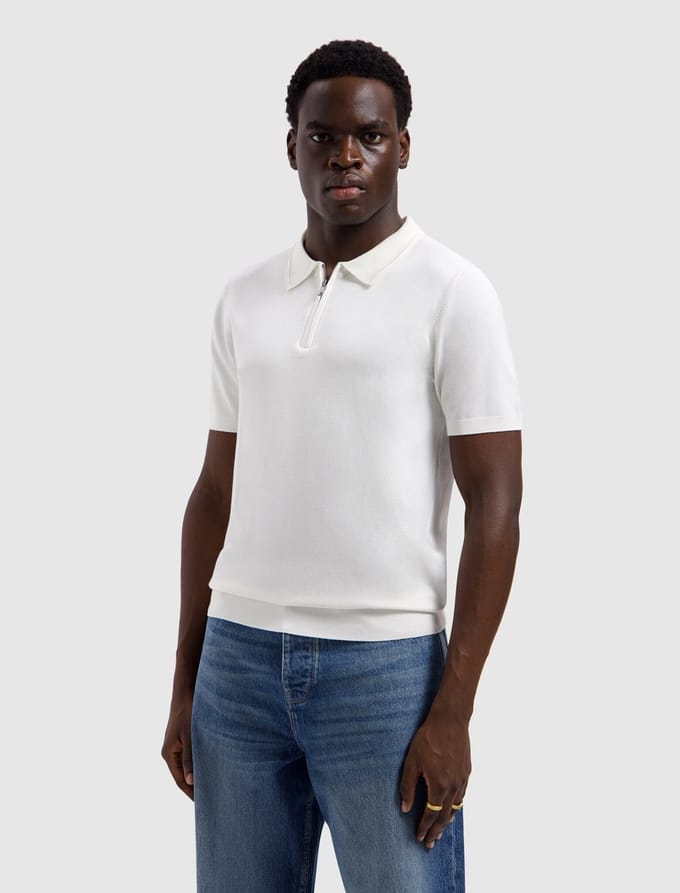 Pure Path Knitted Half-Zip Polo Faded Off-White (26010810 - 45)