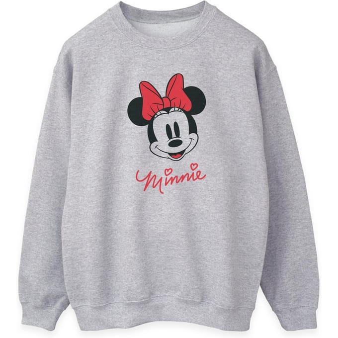 Disney Dames/Dames Minnie Mouse Gezicht Heather Sweatshirt (Heide Grijs)
