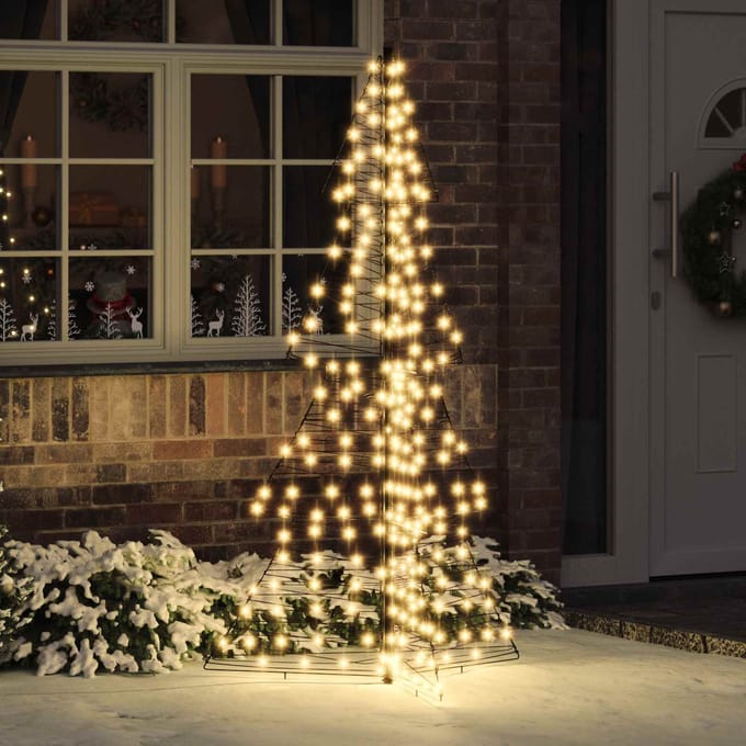 vidaXL Kerstboom 240 LED's Warmwit 180 cm Rattan