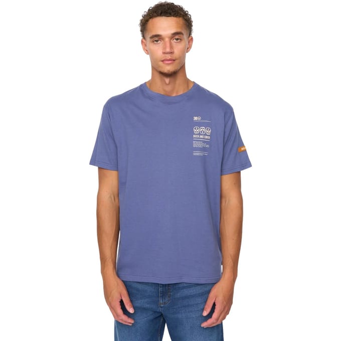 Duck and Cover Heren Cramptone T-Shirt (Denim Blauw)
