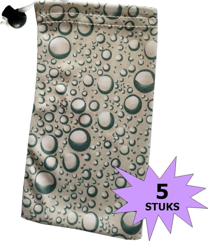 Fako Bijoux® - Microvezel Brillenhoes - Druppels - 18x9cm - Grijs - 5 Stuks