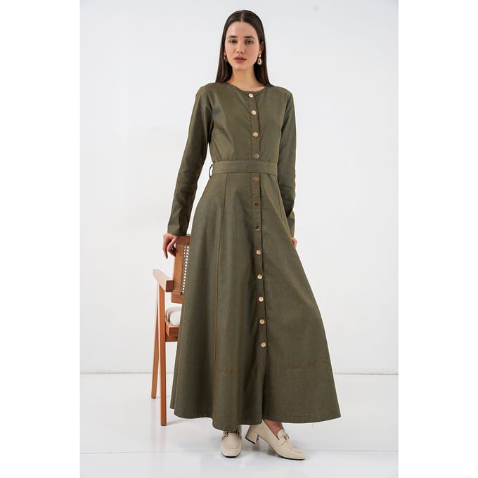 Gestrikte Denim Midi-jurk