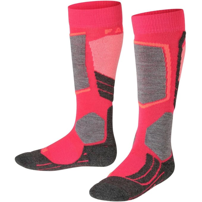 FALKE SK2 warm dik wol functioneel materiaal skisokken kinderen rood - maat 27-30