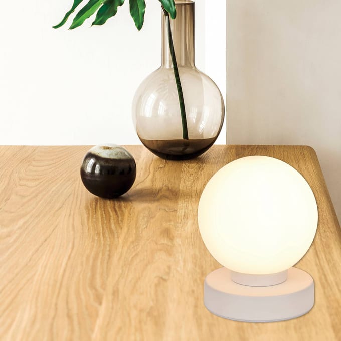 COREP Tafellamp Seventy, mat wit, hoogte 15 cm, metaal/glas