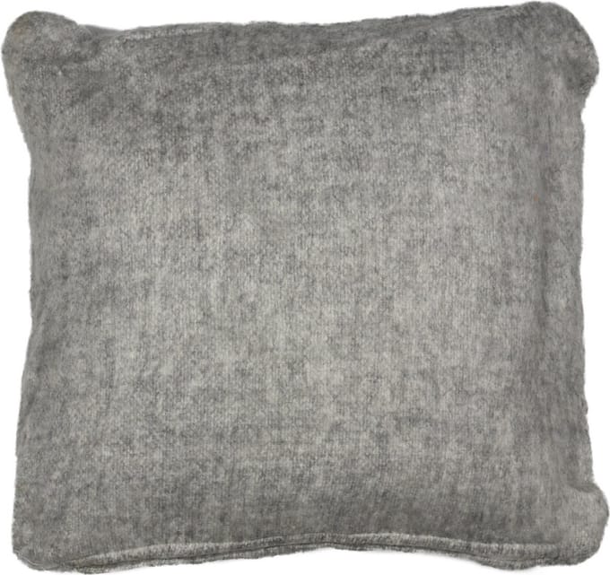 Kussen wol look rafel grijs/wit 45x45cm