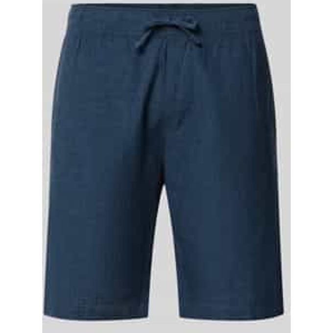 Short van mix van katoen en linnen met elastische tailleband