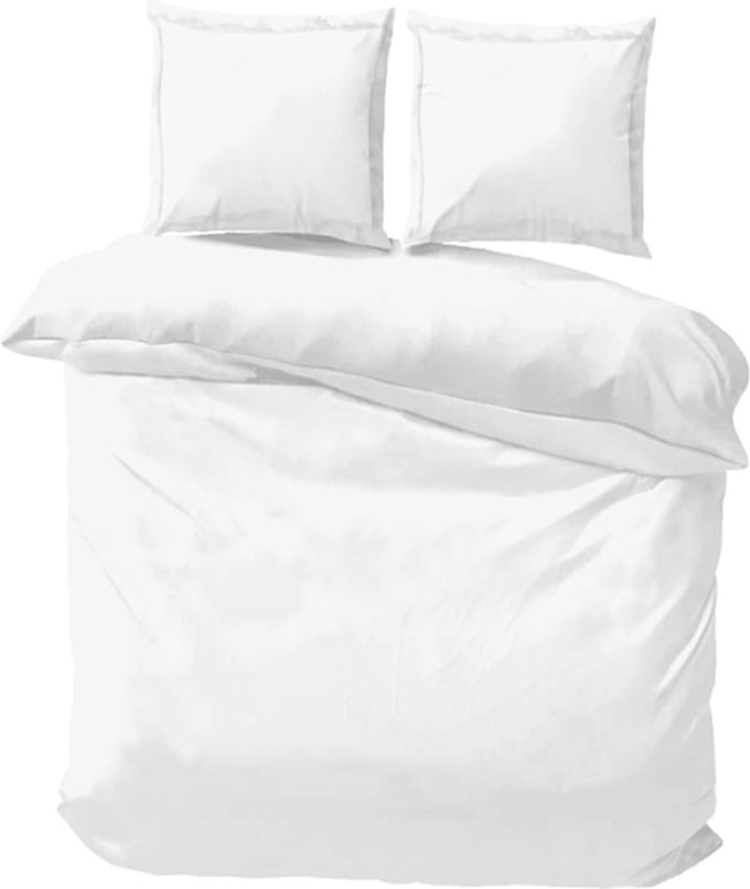 iSleep Satijn Katoen Dekbedovertrek Uni - Litsjumeaux - 240x200/220 cm - Wit