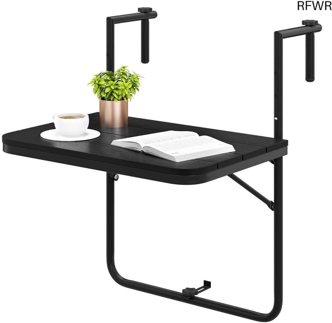 RFWR® Inklapbare Balkonhangtafel - Verstelbaar en Weerbestendig met Robuuste Steunarmen