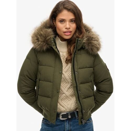 Superdry Everest Hooded Bomber Jas Khaki Grootte: 38