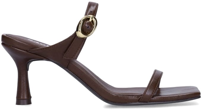 Sacha - Dames - Bruine leren sandalen met hak - Maat 41