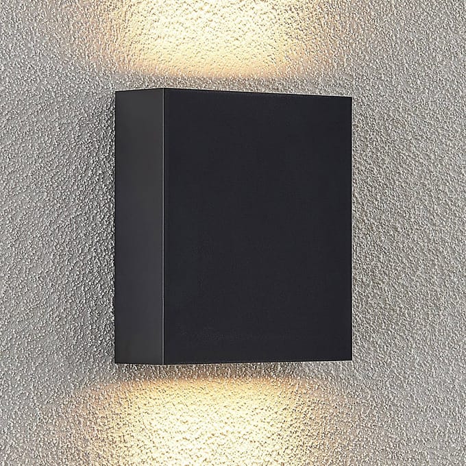 Lindby LED buiten wandlamp Ugar, 13cm, antraciet, omhoog/omlaag