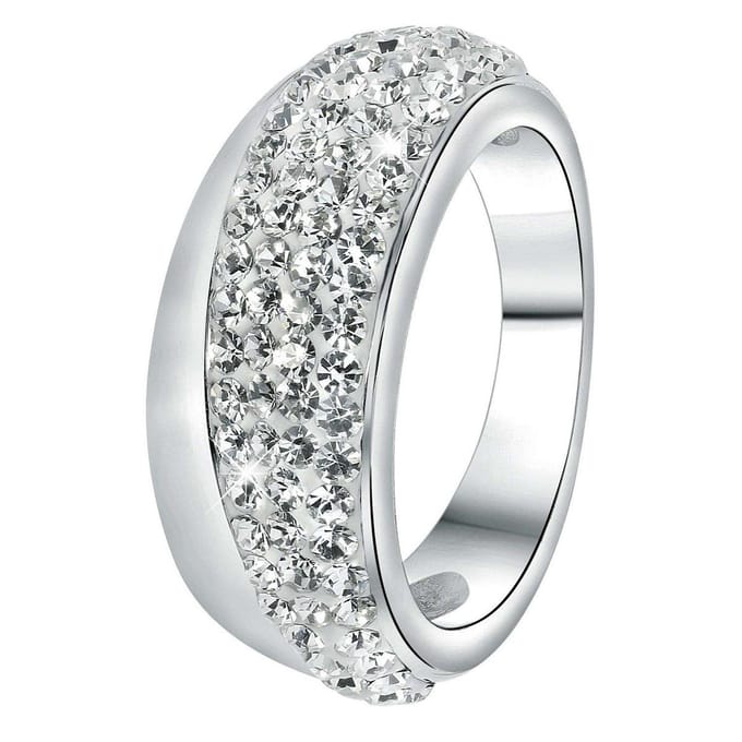 Lucardi Dames Ring met kristal - Ring - Cadeau - Staal - Zilverkleurig