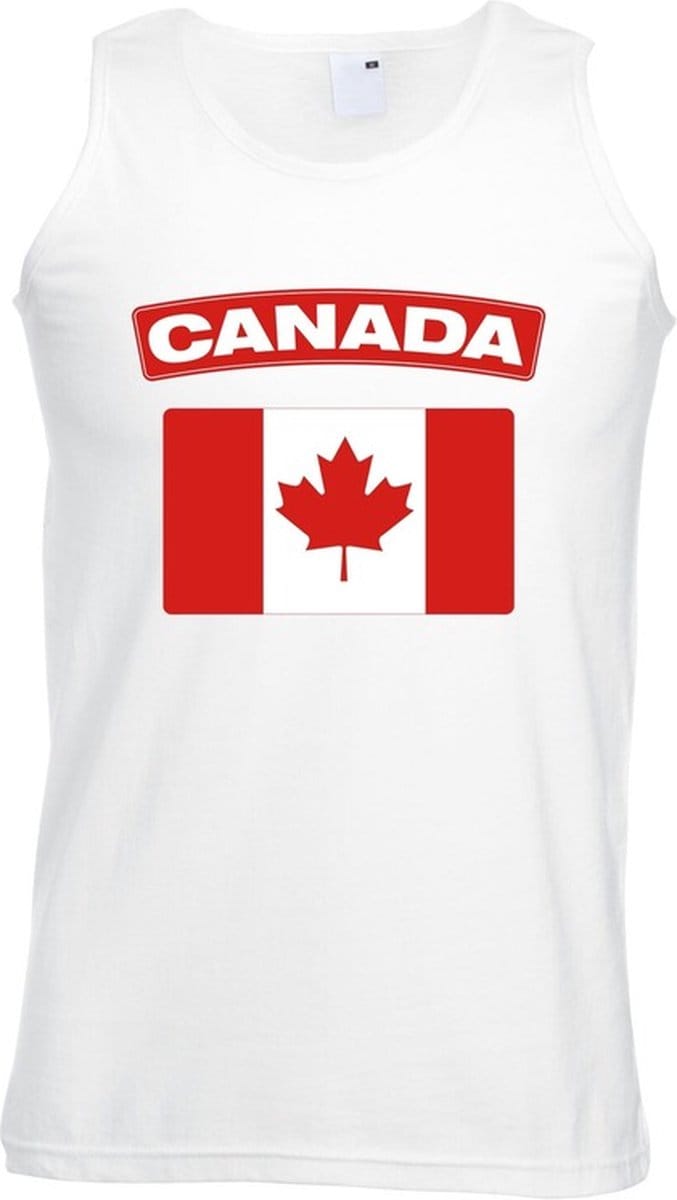 Canada singlet shirt/ tanktop met Canadese vlag wit heren S