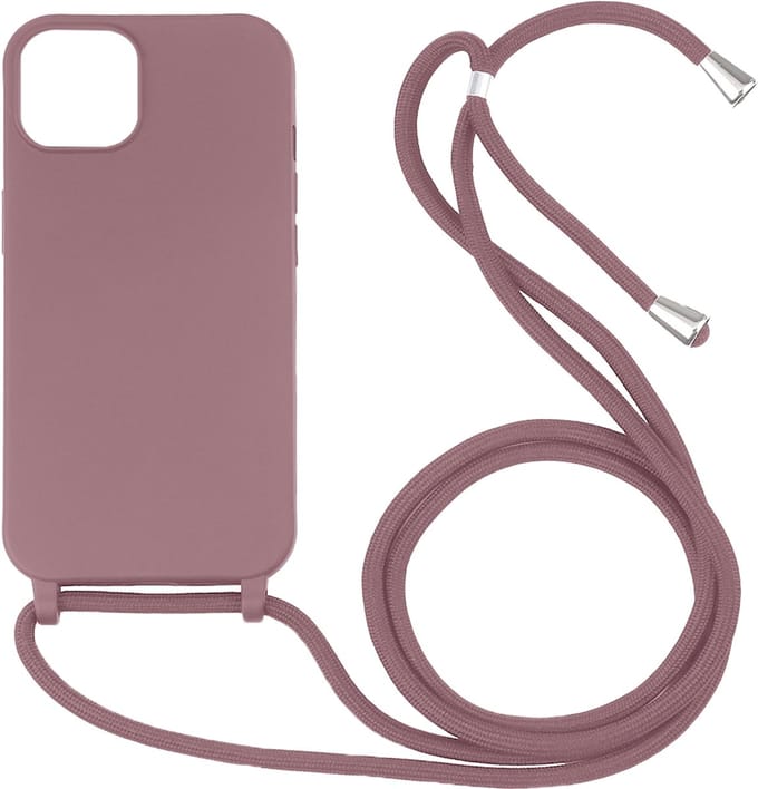 Hoesje geschikt voor iPhone 16e - Backcover - Koord - Softcase - Flexibel - TPU - Oudroze