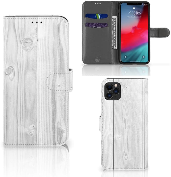 Apple iPhone 11 Pro Max Book Style Case White Wood