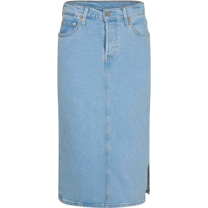 Levis Midi-rok met zijsplit voor dames (Licht steenblauw)