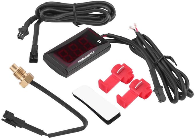 Digitale Thermometer - Watertemperatuur Meter - Motorfiets Rijden - LED Achtergrondverlichting - 5.7x2.9x1.3 cm - Rood