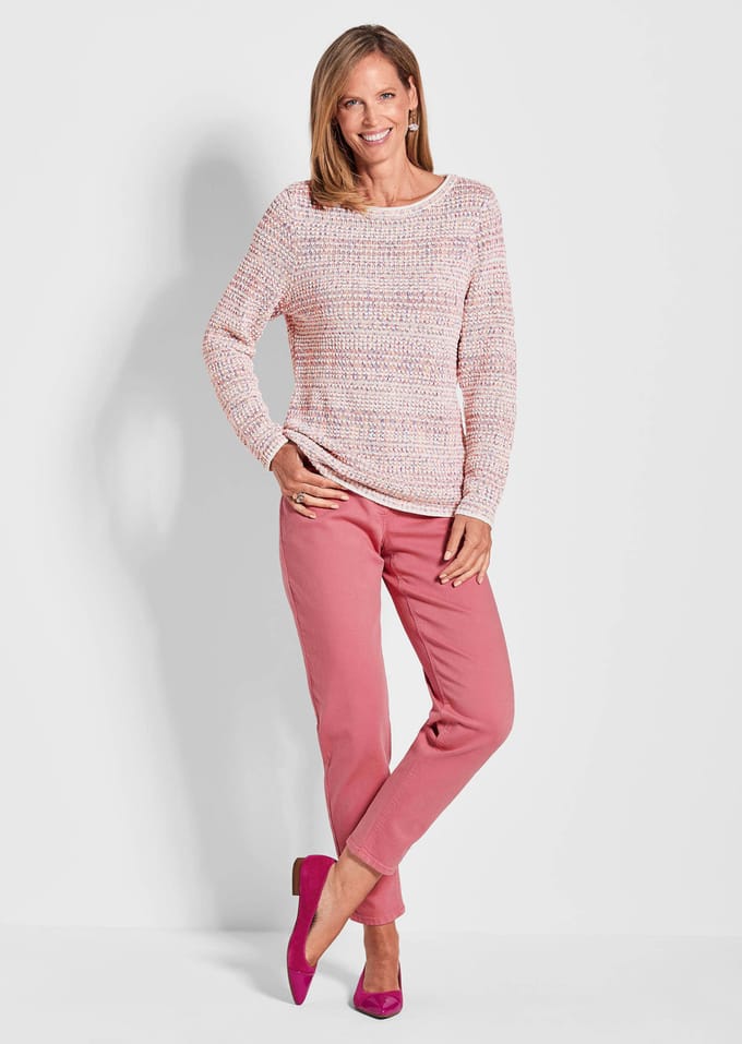 Pullover in meerkleurig breisel - roze / gedess. - Gr. 24 van Goldner Fashion