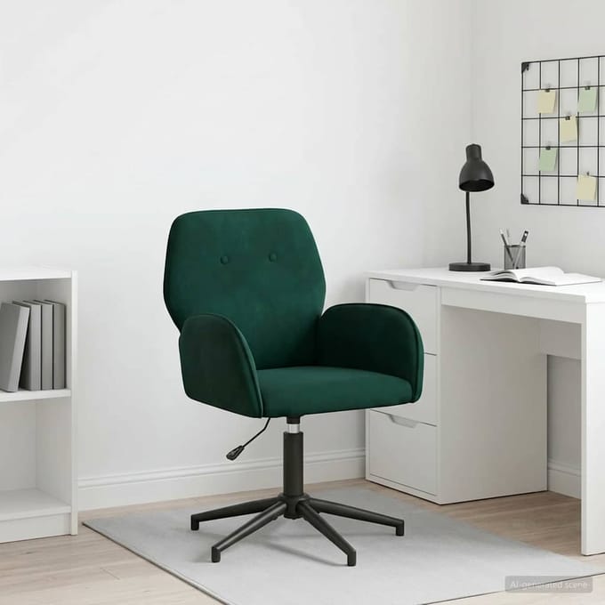 vidaXL - Draaistoel - 54 - x - 55 - x - 90 - cm - Donkergroen - fluweel