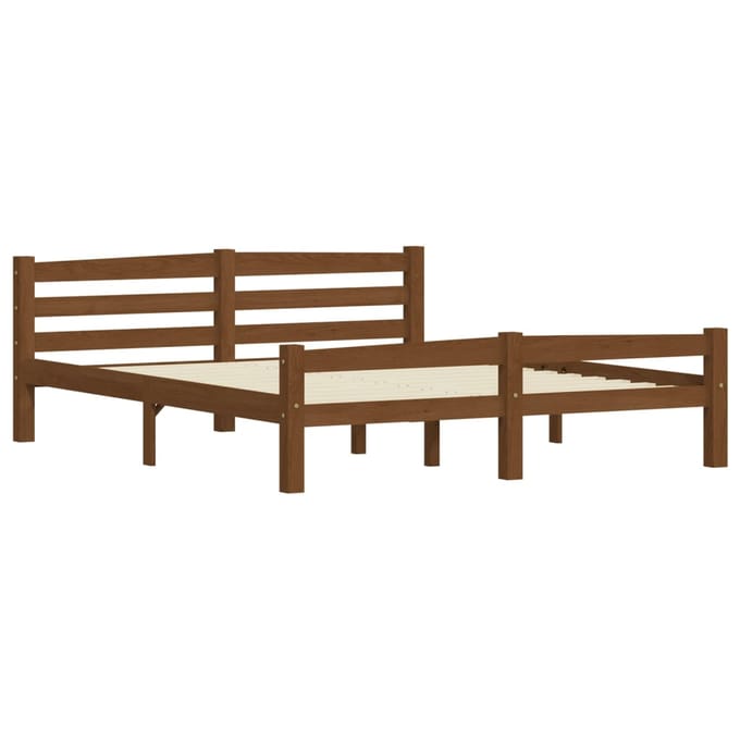 vidaXL - Bedframe - massief - grenenhout - honingbruin - 160x200 - cm