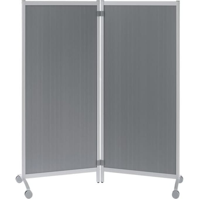 Mobiele scheidingswand, bestand tegen desinfectiemiddelen, 2 elementen, aluminiumkleurig