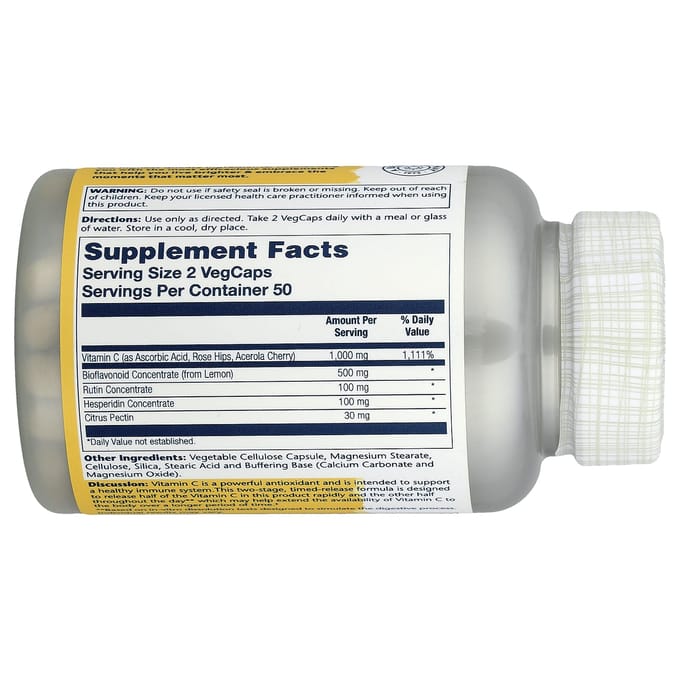 Gebufferd Super Bio Vitamine C, 1.000 mg, 100 Vegetarische Capsules (500 mg per capsule)