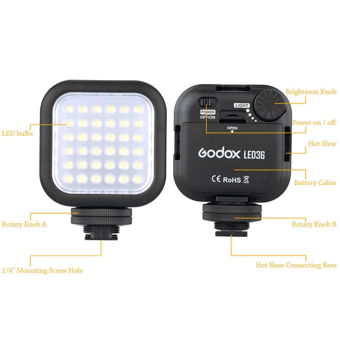Godox LED36 Videolamp voor DSLR Camera Camcorder mini DVR black